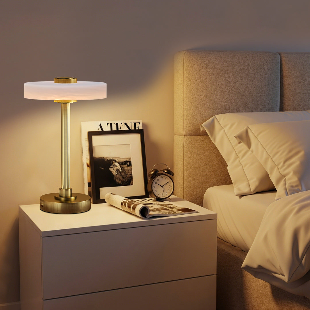 Vista 12" Rechargeable Led Table Lamp With Touch Control, 3-Level Dimming, Type-C Charging For Bedroom, Living Room & Desk #T280