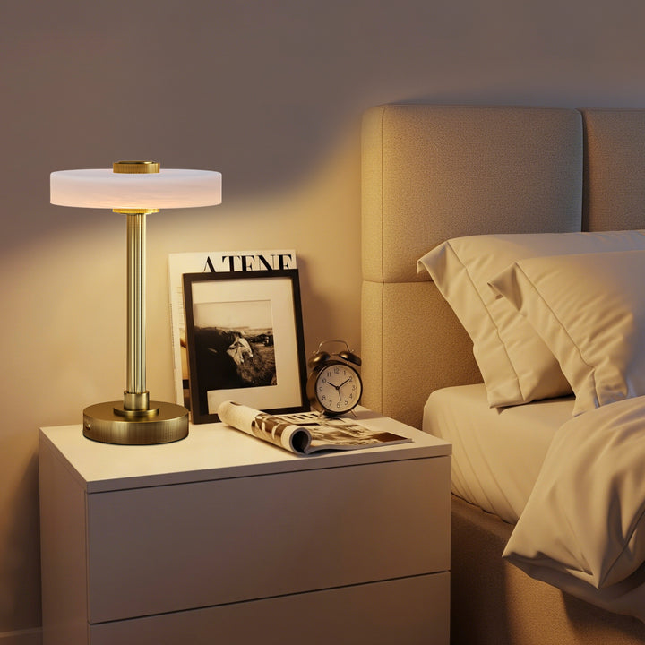 Vista 12" Rechargeable Led Table Lamp With Touch Control, 3-Level Dimming, Type-C Charging For Bedroom, Living Room & Desk #T280