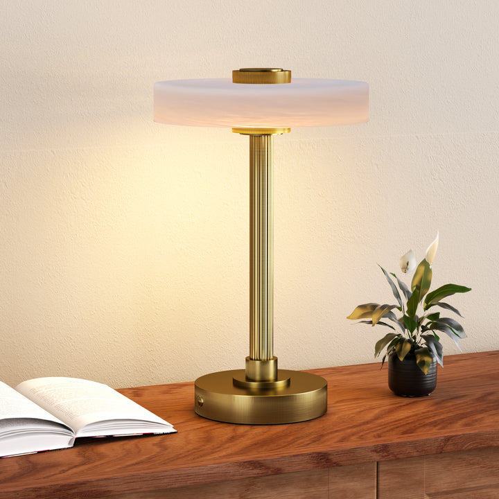 Vista 12" Rechargeable Led Table Lamp With Touch Control, 3-Level Dimming, Type-C Charging For Bedroom, Living Room & Desk #T280