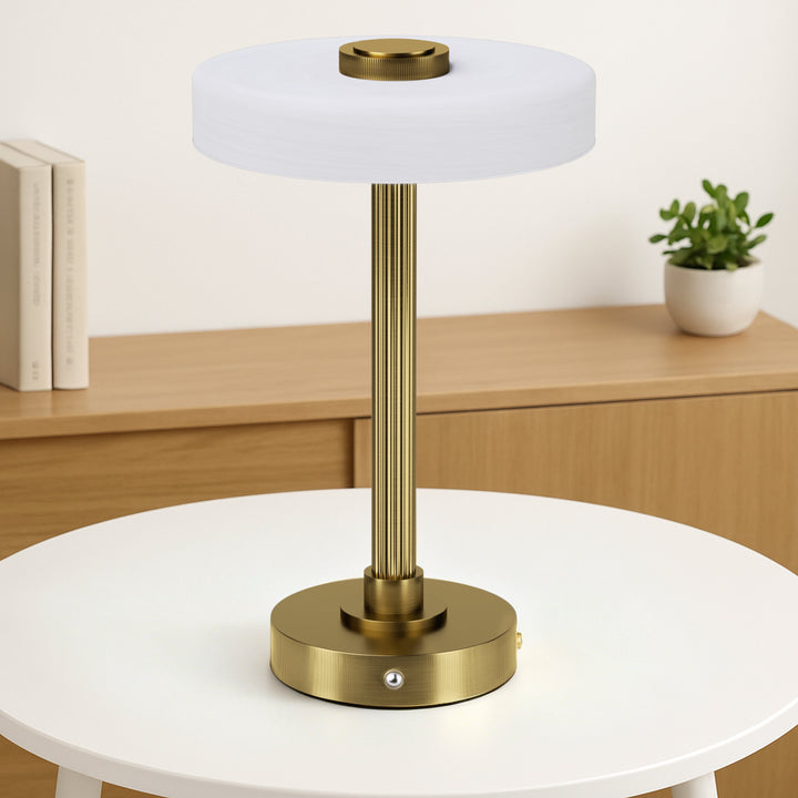 Vista 12" Rechargeable Led Table Lamp With Touch Control, 3-Level Dimming, Type-C Charging For Bedroom, Living Room & Desk #T280