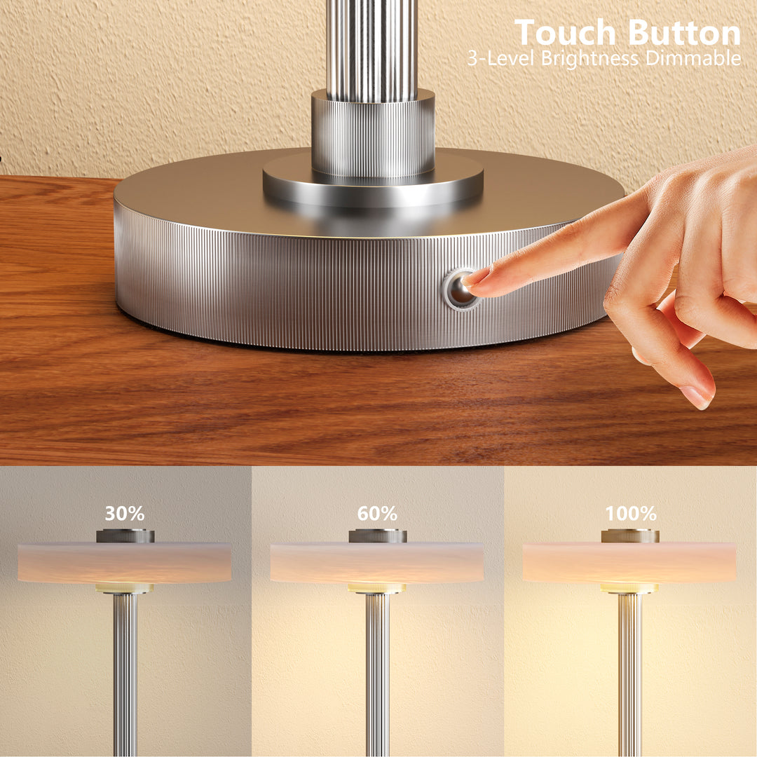 Vista 12" Rechargeable Led Table Lamp With Touch Control, 3-Level Dimming, Type-C Charging For Bedroom, Living Room & Desk #T280