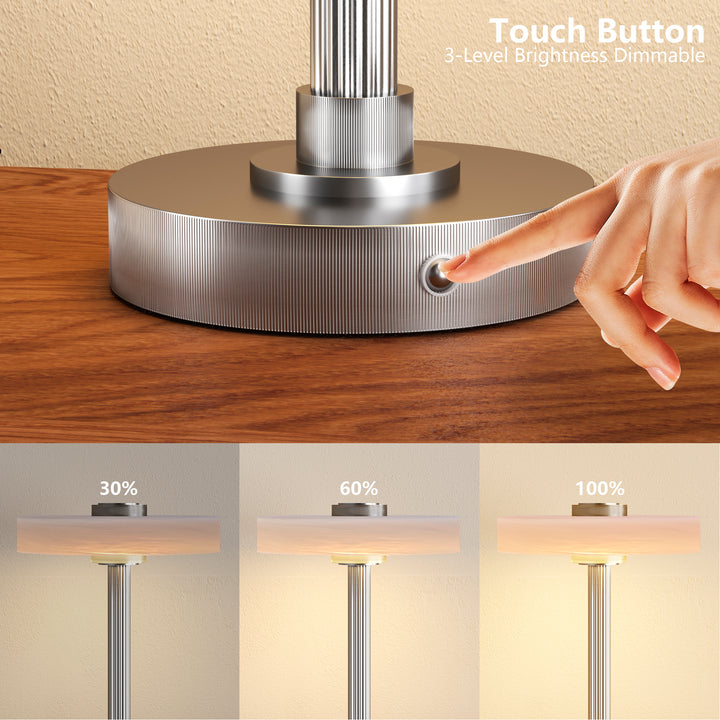 Vista 12" Rechargeable Led Table Lamp With Touch Control, 3-Level Dimming, Type-C Charging For Bedroom, Living Room & Desk #T280