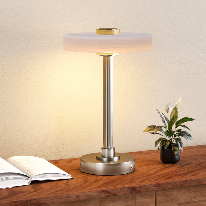 Vista 12" Rechargeable Led Table Lamp With Touch Control, 3-Level Dimming, Type-C Charging For Bedroom, Living Room & Desk #T280