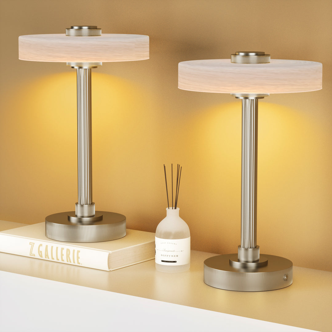 Vista 12" Rechargeable Led Table Lamp With Touch Control, 3-Level Dimming, Type-C Charging For Bedroom, Living Room & Desk #T280