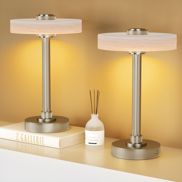 Vista 12" Rechargeable Led Table Lamp With Touch Control, 3-Level Dimming, Type-C Charging For Bedroom, Living Room & Desk #T280