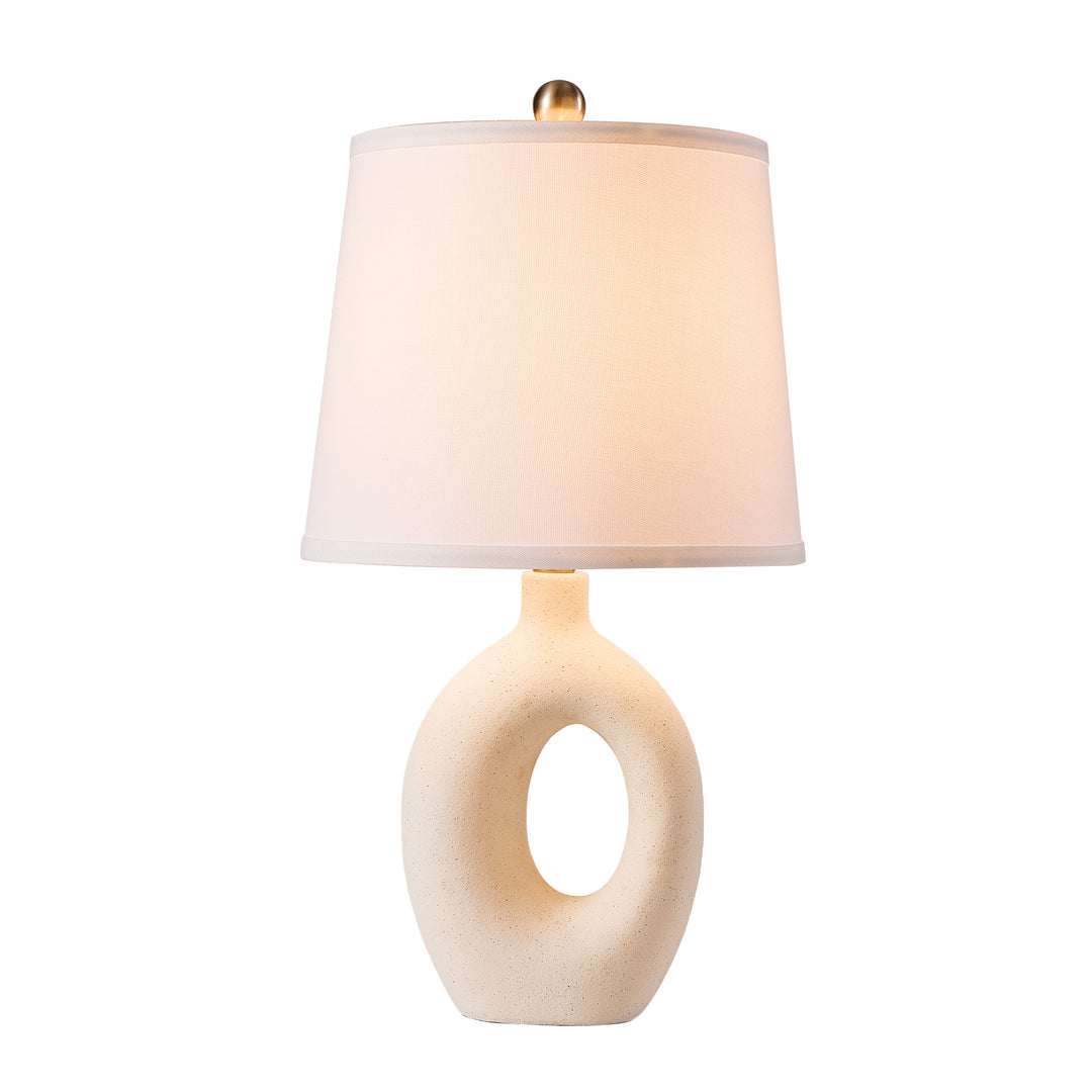 Frost 24" Modern Ceramic Table Lamp With Sculptural Ring Base Polished Nickel Accents For Bedroom Living Room #T286