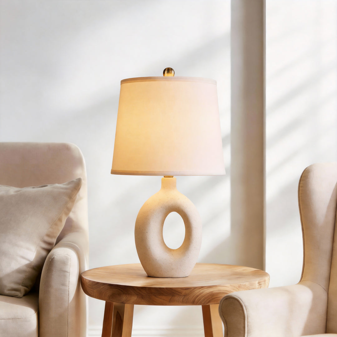 Frost 24" Modern Ceramic Table Lamp With Sculptural Ring Base Polished Nickel Accents For Bedroom Living Room #T286