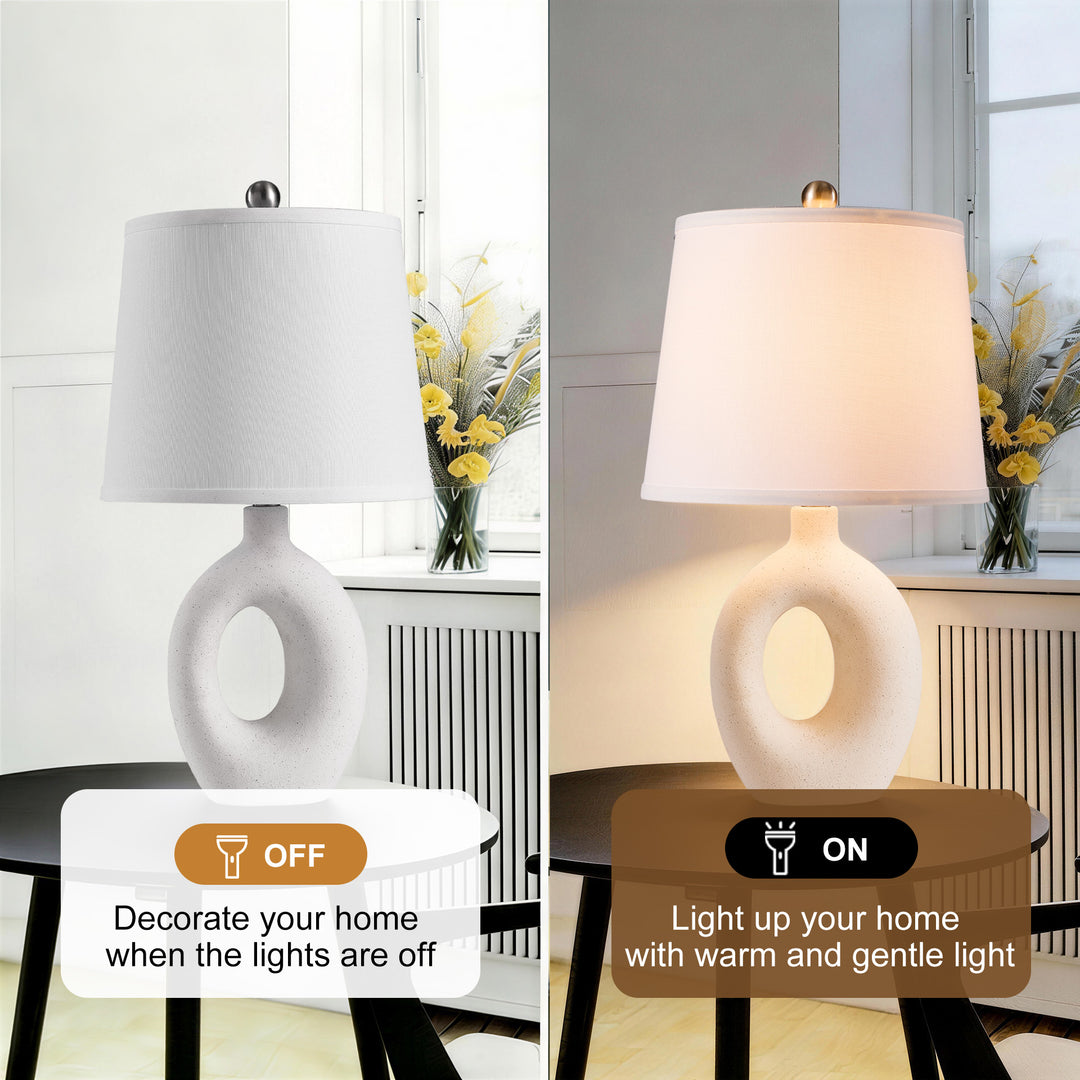 Frost 24" Modern Ceramic Table Lamp With Sculptural Ring Base Polished Nickel Accents For Bedroom Living Room #T286