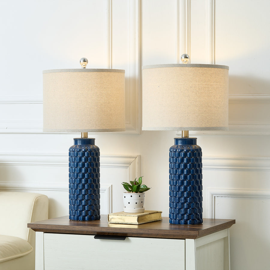 Sculpt 120.5" Modern Farmhouse Ceramic Table Lamp With 3-Way Dimming Rotary Switch For Bedroom Living Room (Set of 2) #T287