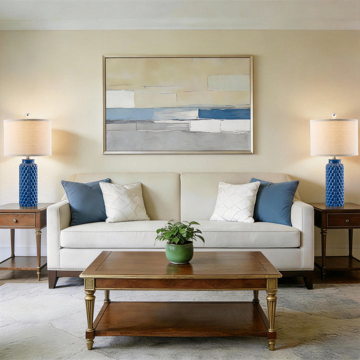 Sculpt 120.5" Modern Farmhouse Ceramic Table Lamp With 3-Way Dimming Rotary Switch For Bedroom Living Room (Set of 2) #T287