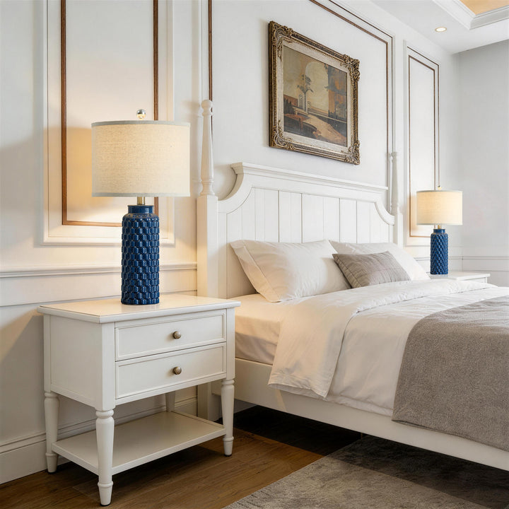 Sculpt 120.5" Modern Farmhouse Ceramic Table Lamp With 3-Way Dimming Rotary Switch For Bedroom Living Room (Set of 2) #T287