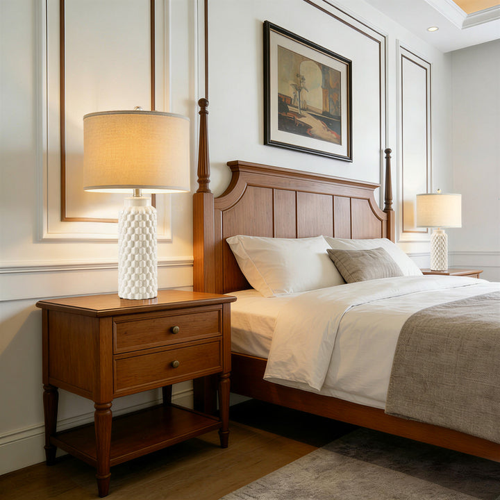 Sculpt 120.5" Modern Farmhouse Ceramic Table Lamp With 3-Way Dimming Rotary Switch For Bedroom Living Room (Set of 2) #T287