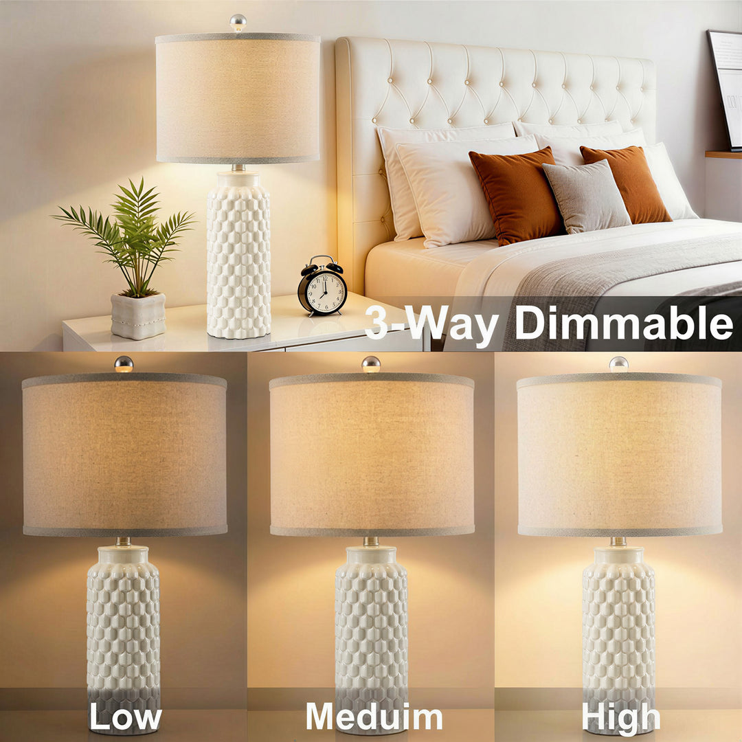 Sculpt 120.5" Modern Farmhouse Ceramic Table Lamp With 3-Way Dimming Rotary Switch For Bedroom Living Room (Set of 2) #T287