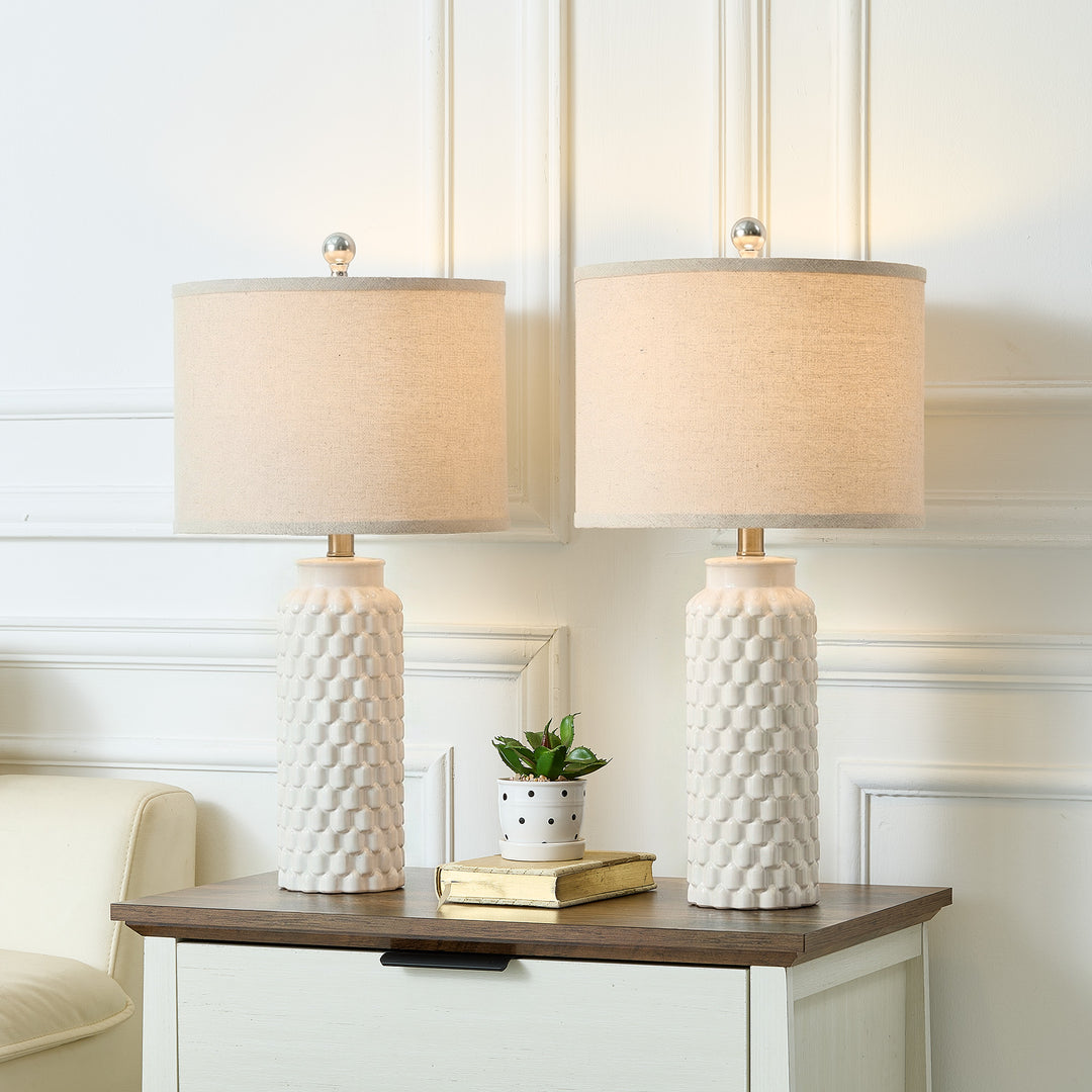 Sculpt 120.5" Modern Farmhouse Ceramic Table Lamp With 3-Way Dimming Rotary Switch For Bedroom Living Room (Set of 2) #T287