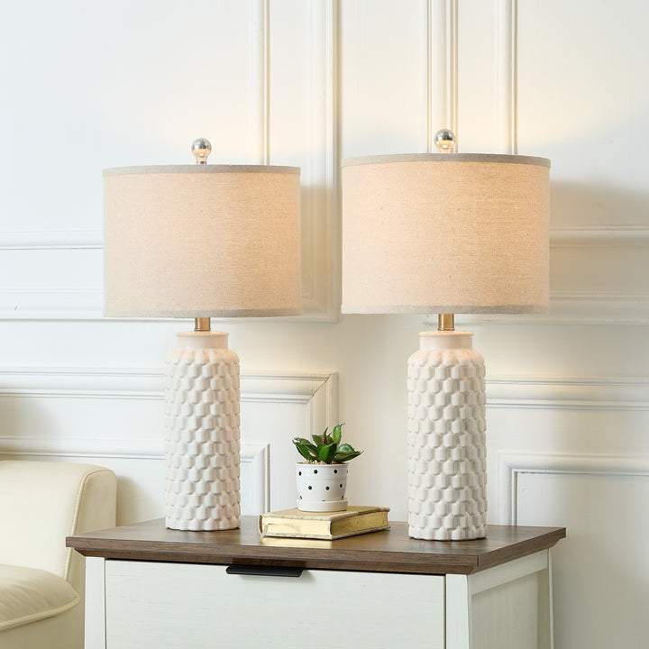 Sculpt 120.5" Modern Farmhouse Ceramic Table Lamp With 3-Way Dimming Rotary Switch For Bedroom Living Room (Set of 2) #T287