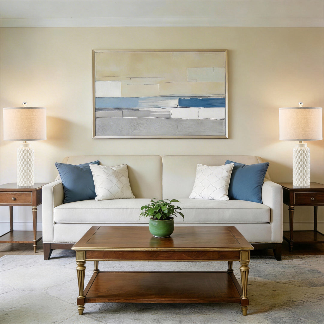 Sculpt 120.5" Modern Farmhouse Ceramic Table Lamp With 3-Way Dimming Rotary Switch For Bedroom Living Room (Set of 2) #T287