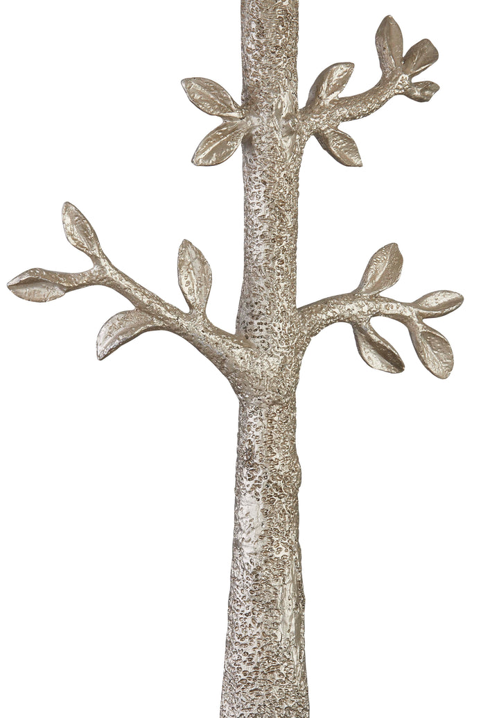 26.5 in. Antique Gold Modern Natural Metal Resin For Bedroom/Living Room Bedside Desk Nightstand accent tree Table Lamp With Linen Drum Shade (Set of 2)