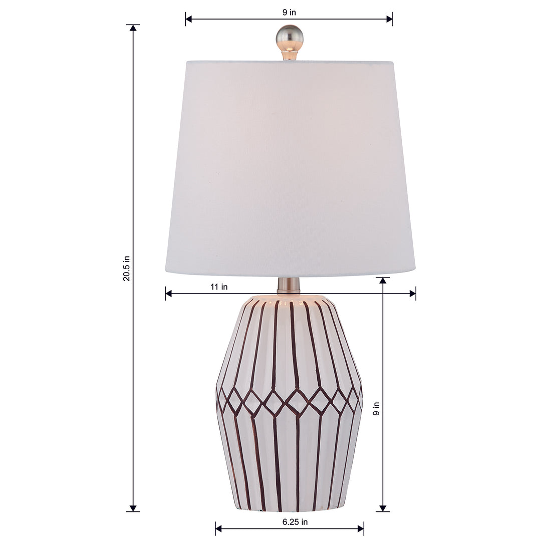 Maxax 20.5in White/Brown Table Lamp Set #T35-WH