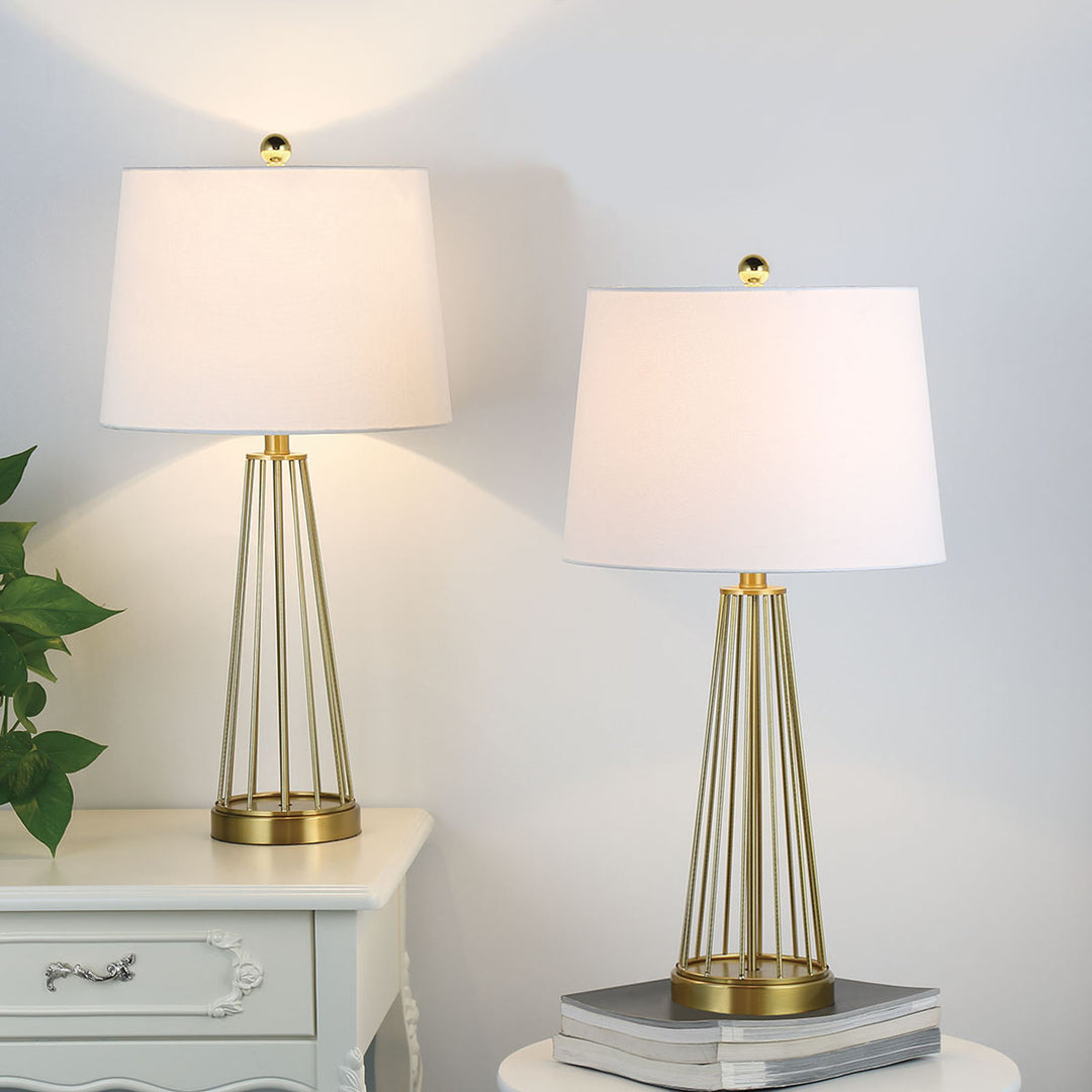 27" Modern Glam Iron Table Lamp with 3-Way Dimmable Lighting for Bedroom or Living Room (Set of 2) #T53