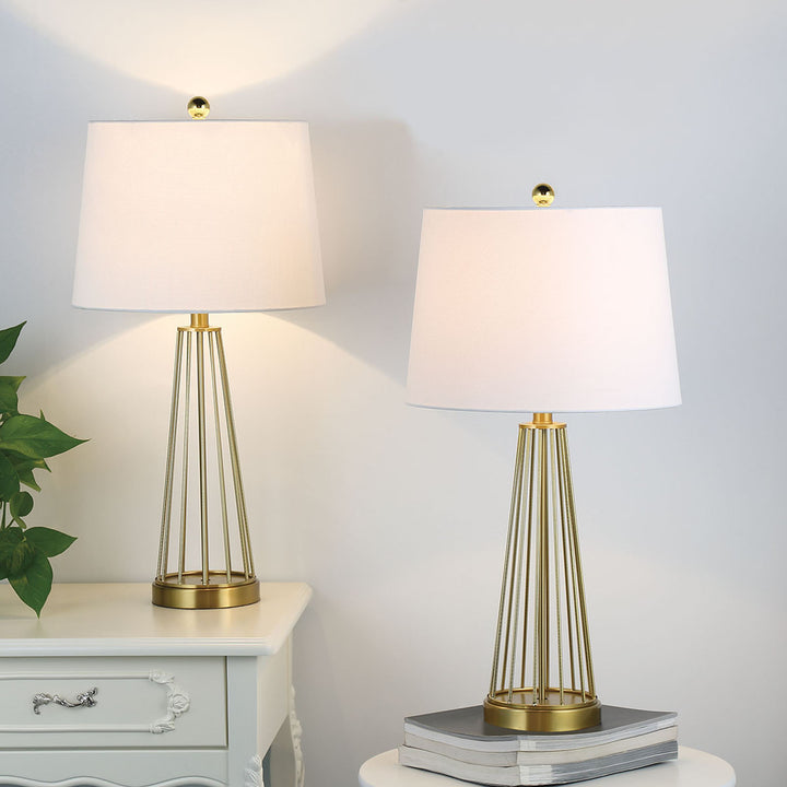 27" Modern Glam Iron Table Lamp with 3-Way Dimmable Lighting for Bedroom or Living Room (Set of 2) #T53