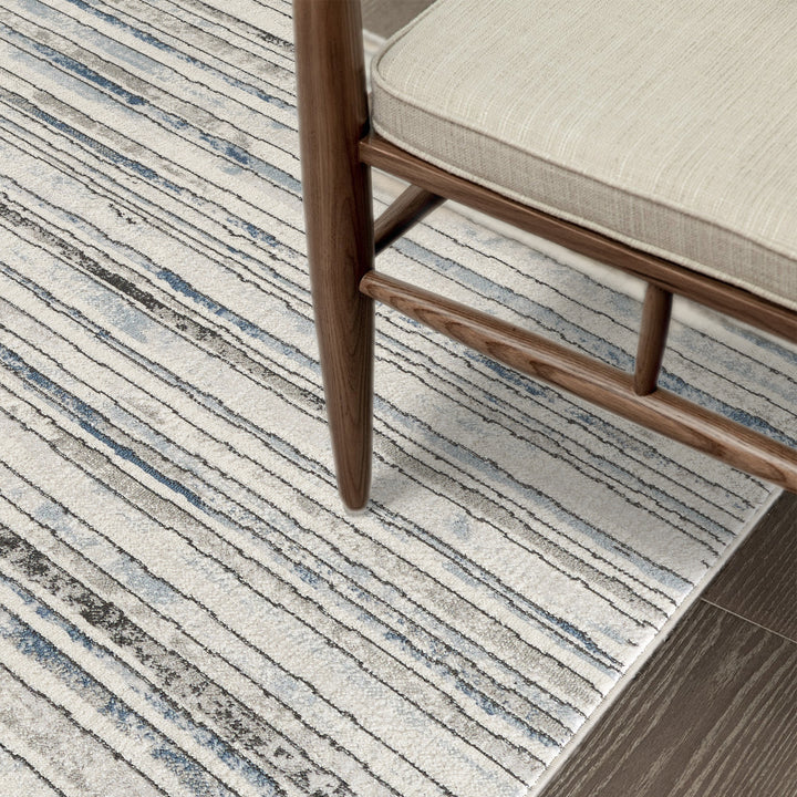 4modernhome Striped Area Rug In Brown/Cream/Gray For Living Room, Hallway, Entryway Rug #TM9
