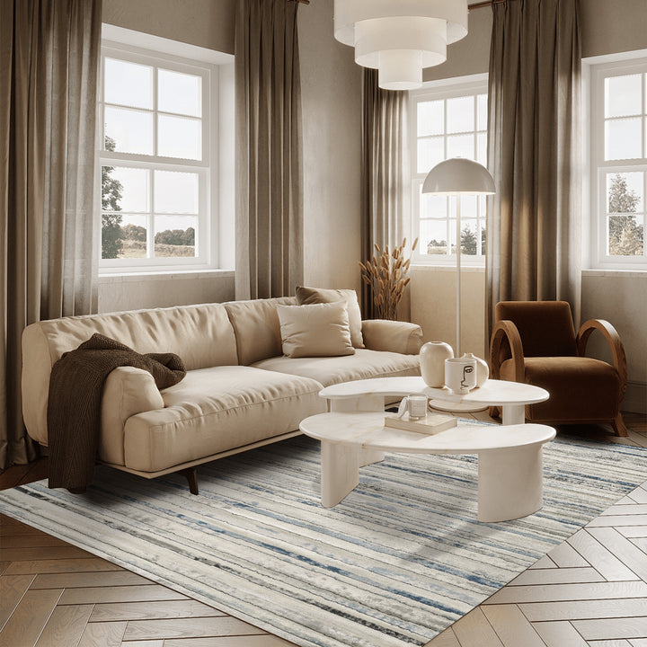 4modernhome Striped Area Rug In Brown/Cream/Gray For Living Room, Hallway, Entryway Rug #TM9