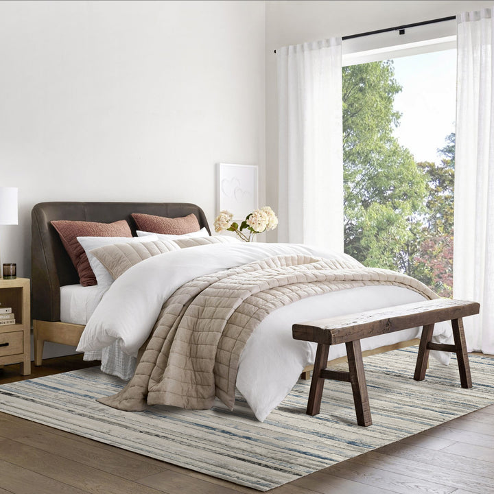 4modernhome Striped Area Rug In Brown/Cream/Gray For Living Room, Hallway, Entryway Rug #TM9