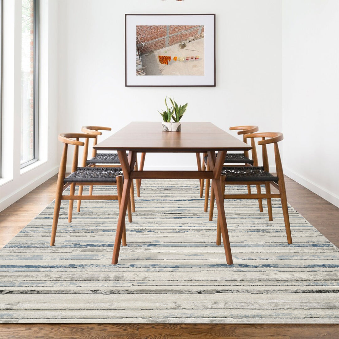 4modernhome Striped Area Rug In Brown/Cream/Gray For Living Room, Hallway, Entryway Rug #TM9