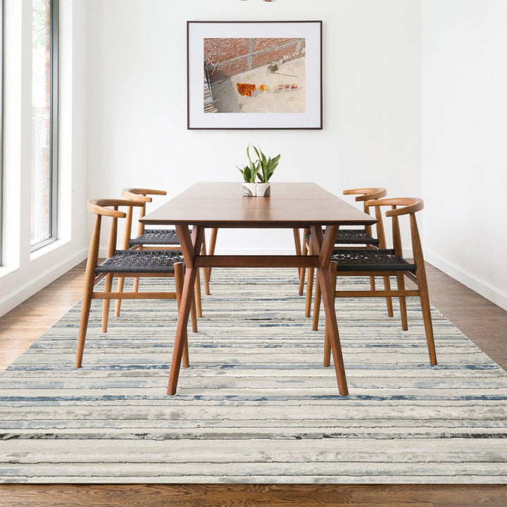 4modernhome Striped Area Rug In Brown/Cream/Gray For Living Room, Hallway, Entryway Rug #TM9