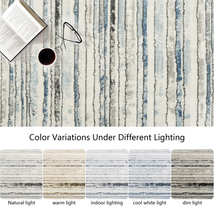 4modernhome Striped Area Rug In Brown/Cream/Gray For Living Room, Hallway, Entryway Rug #TM9