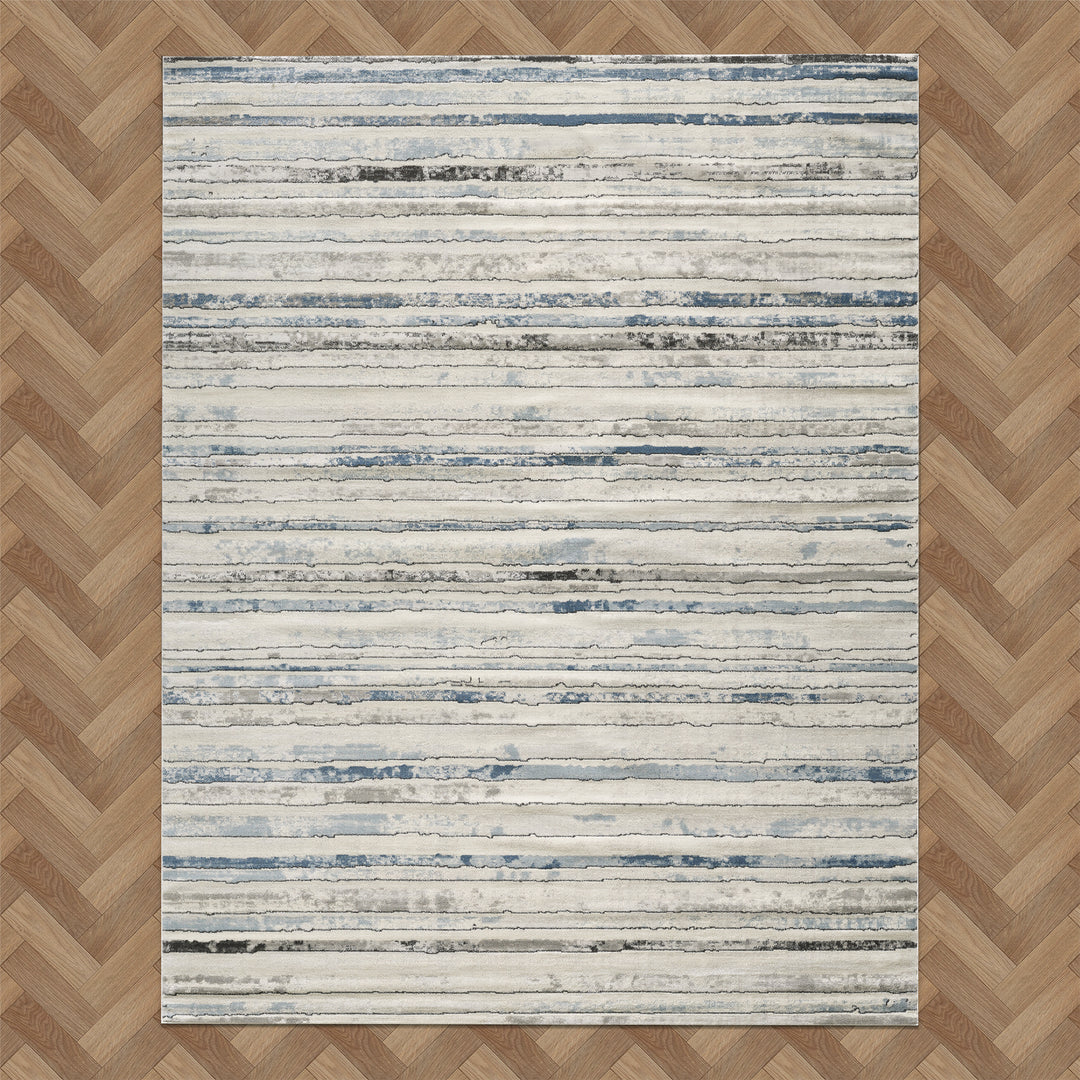 4modernhome Striped Area Rug In Brown/Cream/Gray For Living Room, Hallway, Entryway Rug #TM9