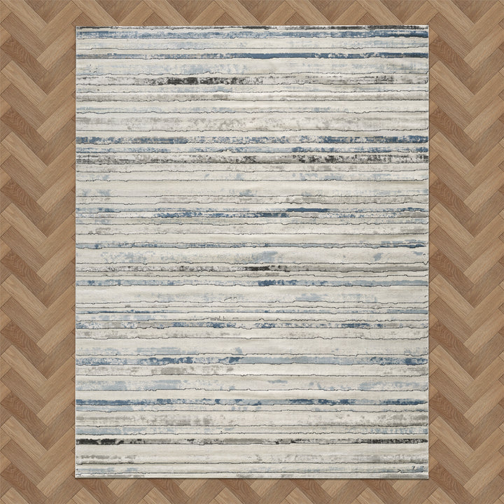 4modernhome Striped Area Rug In Brown/Cream/Gray For Living Room, Hallway, Entryway Rug #TM9