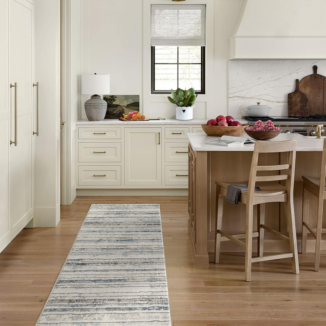 4modernhome Striped Area Rug In Brown/Cream/Gray For Living Room, Hallway, Entryway Rug #TM9