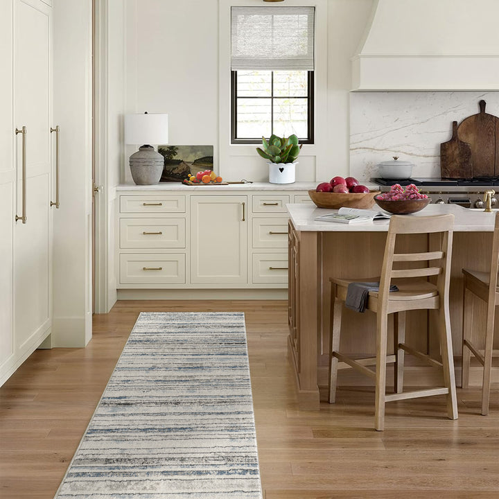 4modernhome Striped Area Rug In Brown/Cream/Gray For Living Room, Hallway, Entryway Rug #TM9
