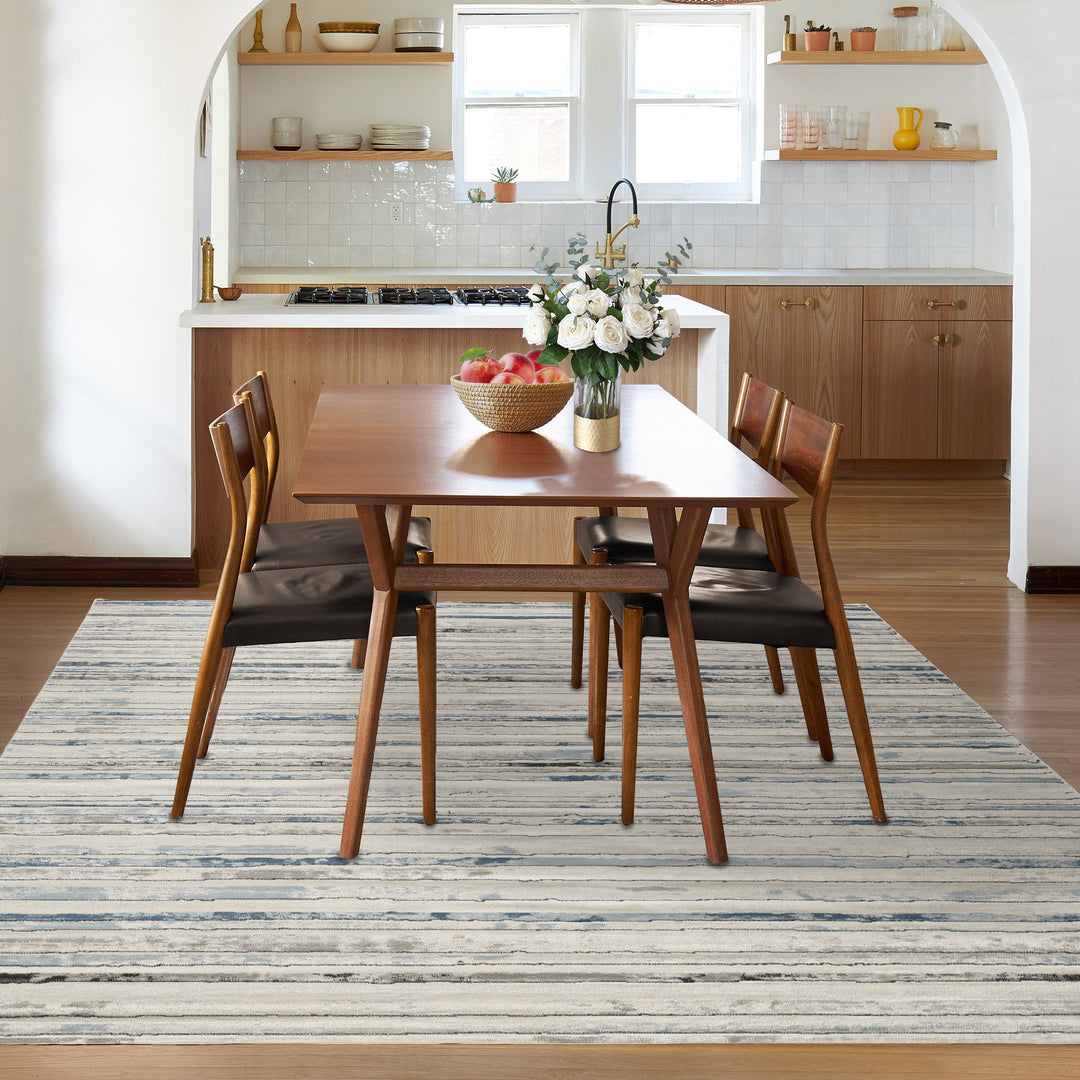 4modernhome Striped Area Rug In Brown/Cream/Gray For Living Room, Hallway, Entryway Rug #TM9