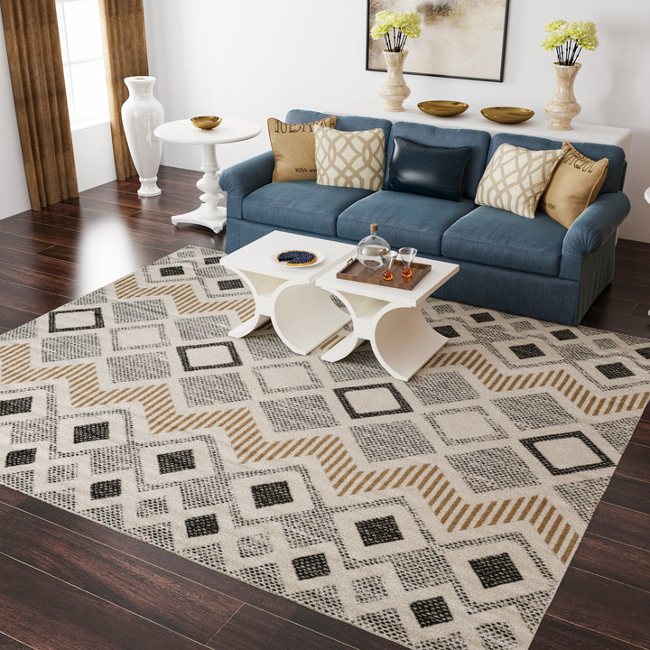 4modernhome Machine Woven Polypropylene Area Rug in Multicolor#TM2