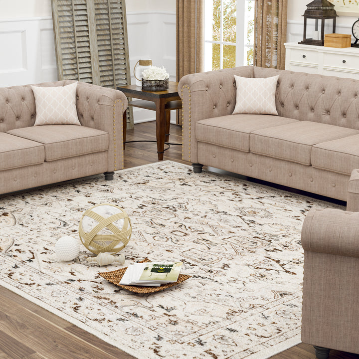 Losh Performance Brown/Beige/Cream Area Rug #TM701