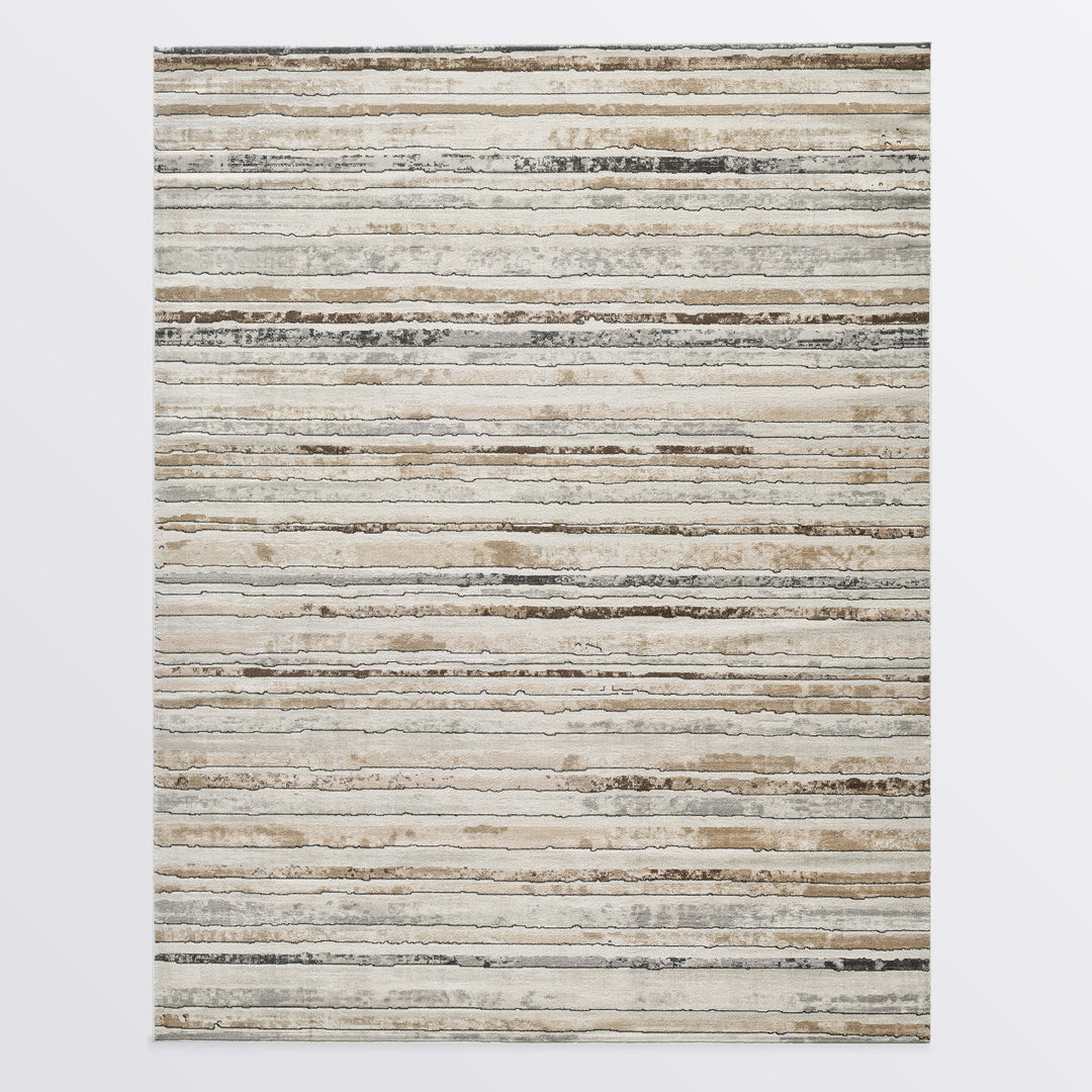 4modernhome Striped Area Rug In Brown/Cream/Gray For Living Room, Hallway, Entryway Rug #TM9