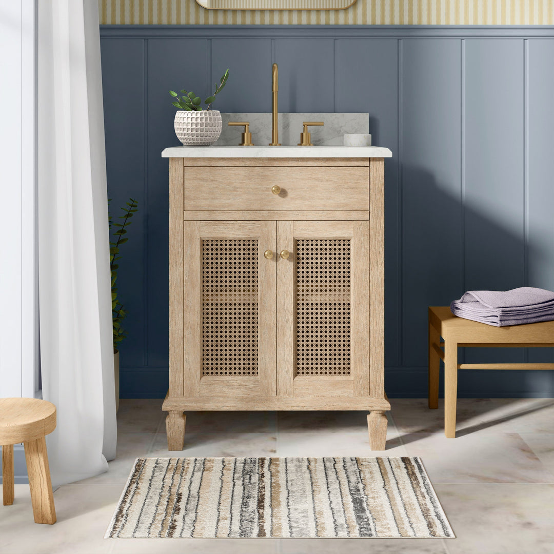 4modernhome Striped Area Rug In Brown/Cream/Gray For Living Room, Hallway, Entryway Rug #TM9