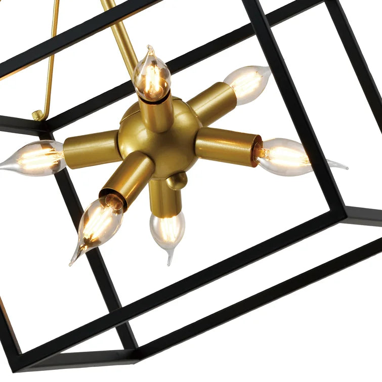 MAXAX 6 - Light Lantern&Sputnik Square / Rectangle&Sphere Chandelier With Wrought Iron Accents#MX2067
