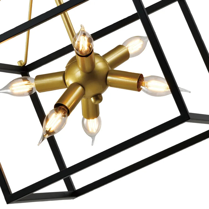 MAXAX 6 - Light Lantern&Sputnik Square / Rectangle&Sphere Chandelier With Wrought Iron Accents#MX2067