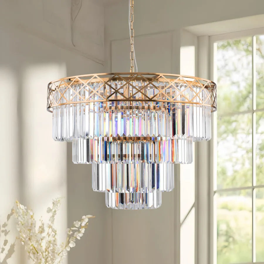 7 - Light Dimmable Crystal Tiered Chandelier #29004-7GD