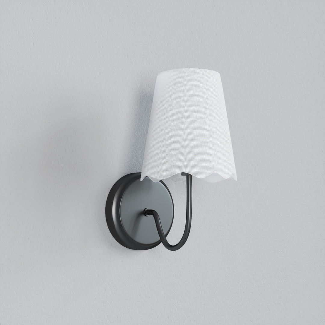Twilight Brass Armed Sconce With White Linen Shade #39005