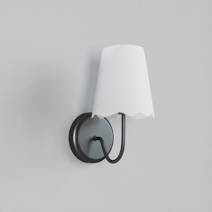 Twilight Brass Armed Sconce With White Linen Shade #39005