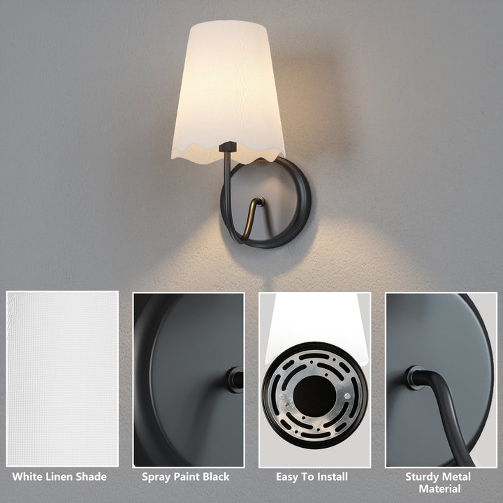 Twilight Brass Armed Sconce With White Linen Shade #39005