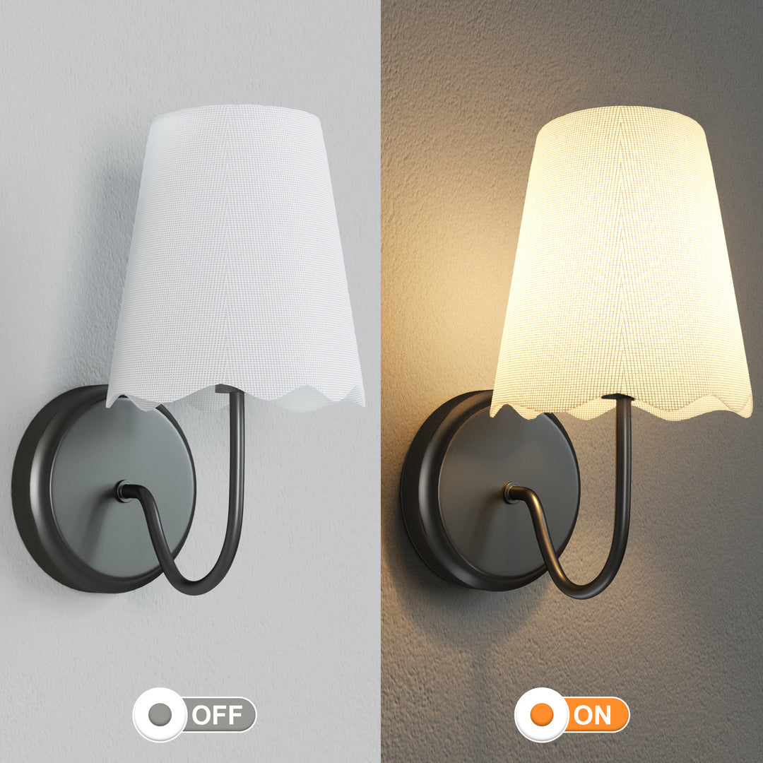 Twilight Brass Armed Sconce With White Linen Shade #39005