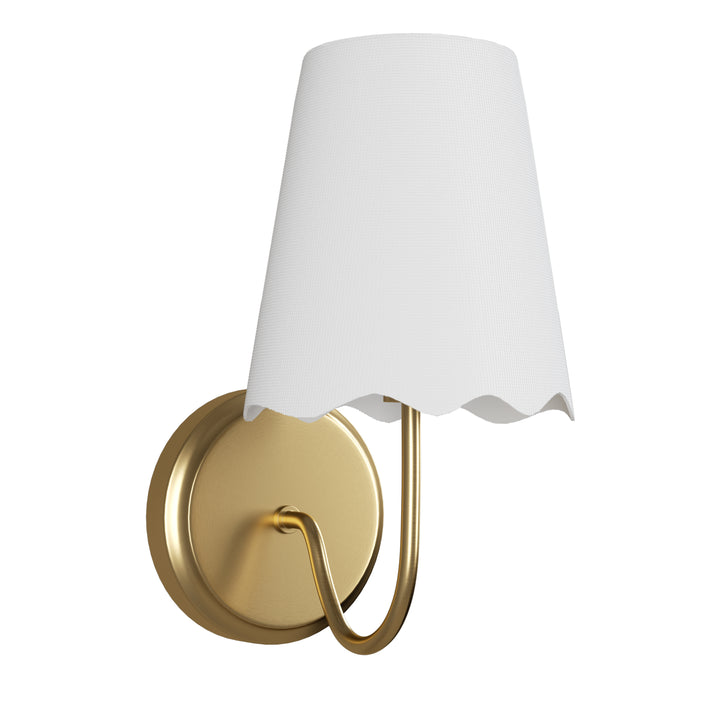 Twilight Brass Armed Sconce With White Linen Shade #W39005