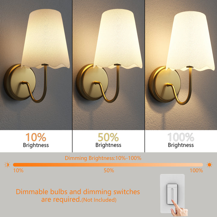 Twilight Brass Armed Sconce With White Linen Shade #W39005