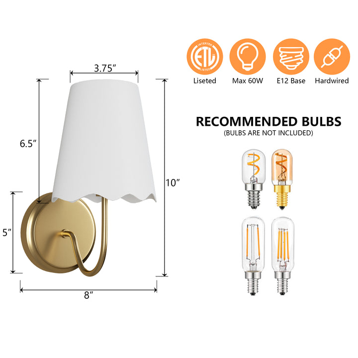 Twilight Brass Armed Sconce With White Linen Shade #W39005