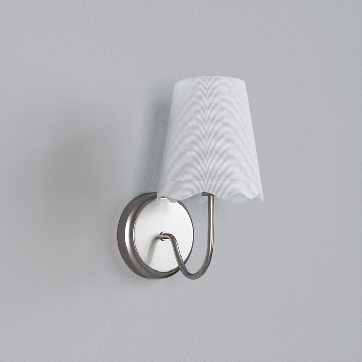 Twilight Brass Armed Sconce With White Linen Shade #39005